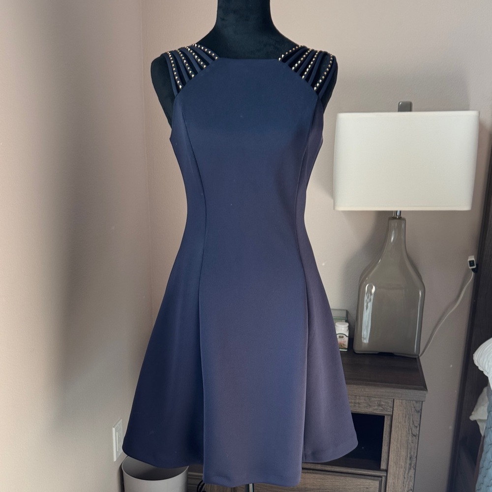 Guess Navy Blue Embellished Mini Dress